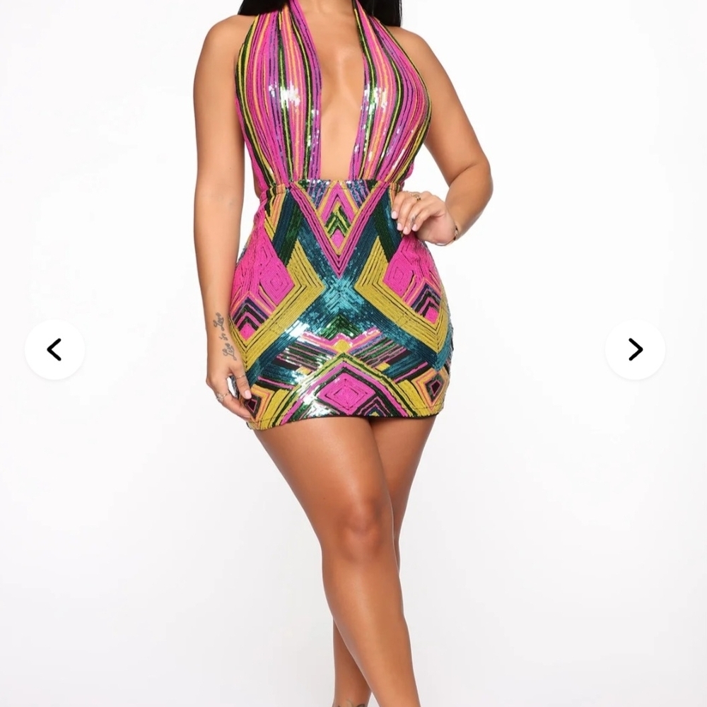 Fashion Nova Vibrant Sequin Mini Dress